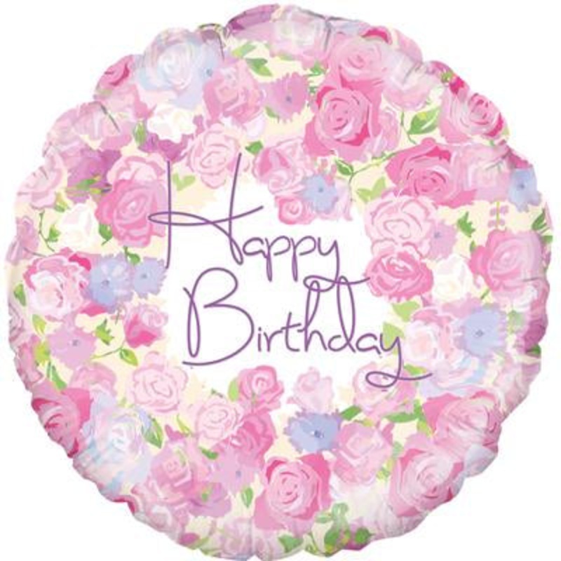 18 Vintage Floral Happy Birthday Balloon