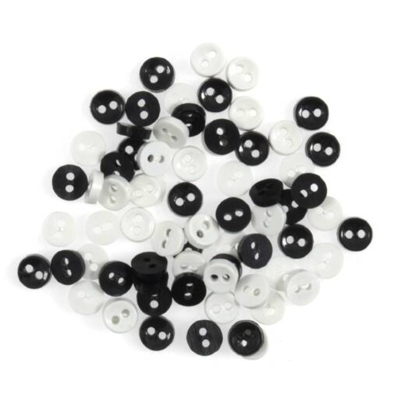 7mm Small Craft Buttons – 4g Random Mix of Monochrome Black & White Shades