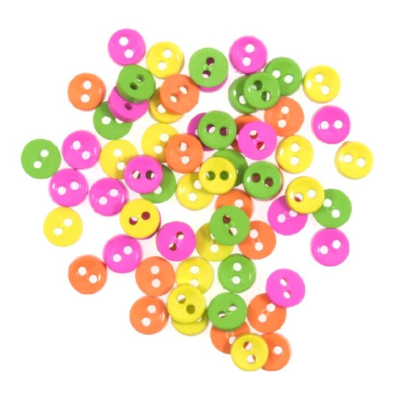7mm Small Craft Buttons – 4g Random Mix of Neon Shades