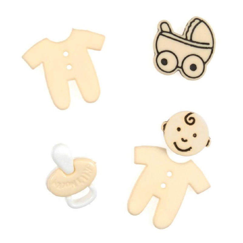 Novelty Craft Buttons, Baby- Yellow, Pack of 5