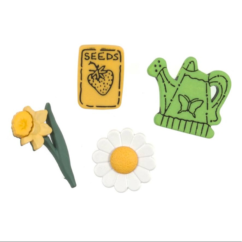 Novelty Craft Buttons – Gardening- Pack of 4