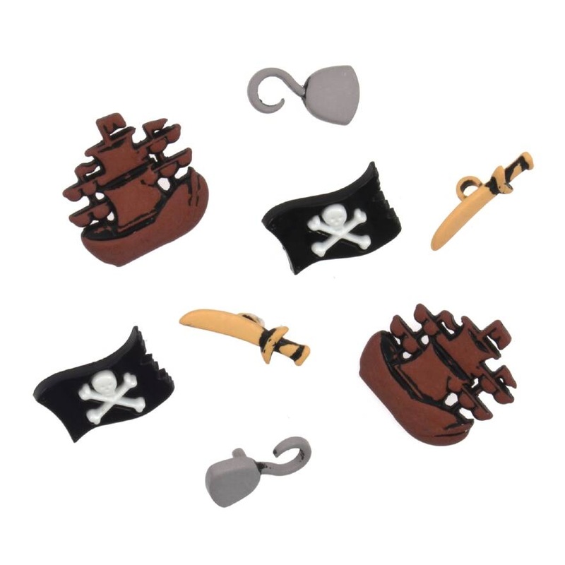 Novelty Craft Buttons – Pirates – Pack of 8