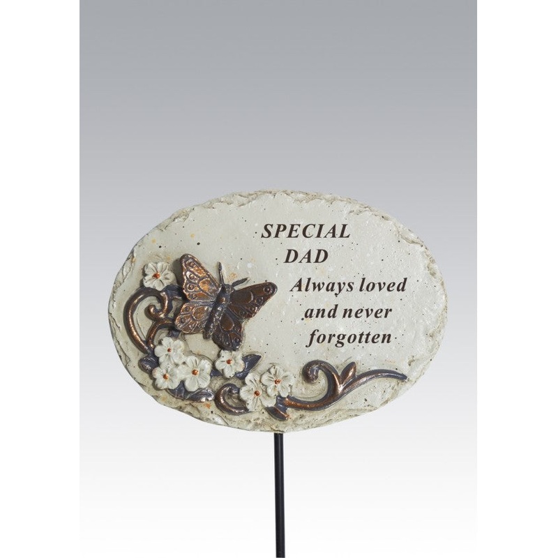 Oval Memorial Stick With Butterfly – Dad