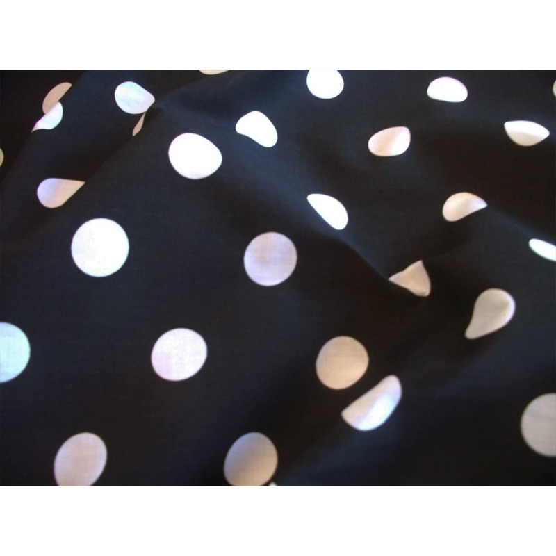 1 Metre 10p\25mm  Black Polkadot  Spot Fabric x 112cm / 44