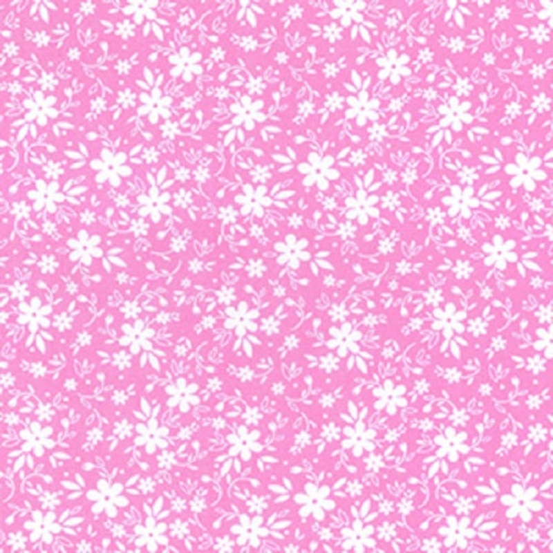 1 metre Pink Polycotton Vintage Daisy Flower Print x 112cm