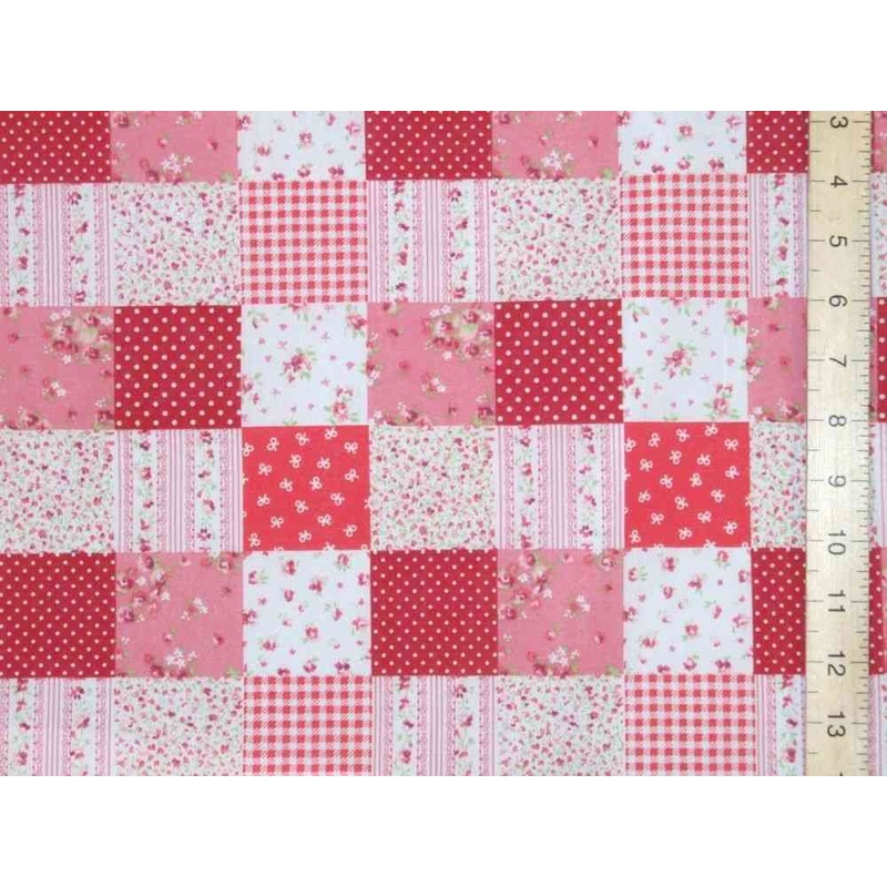 1 Metre Red Patch Work Polycotton Fabric x 110cm / 43
