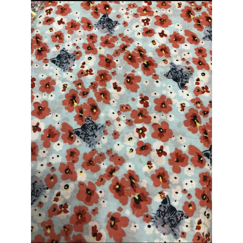 100% Cotton Poplin Fabric x 110cm – Poppy and Cats