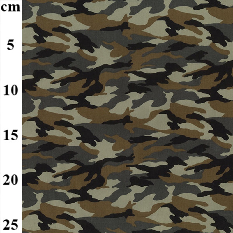 1M 100% Cotton Poplin Forest Camouflage Fabric x 112cm / 44