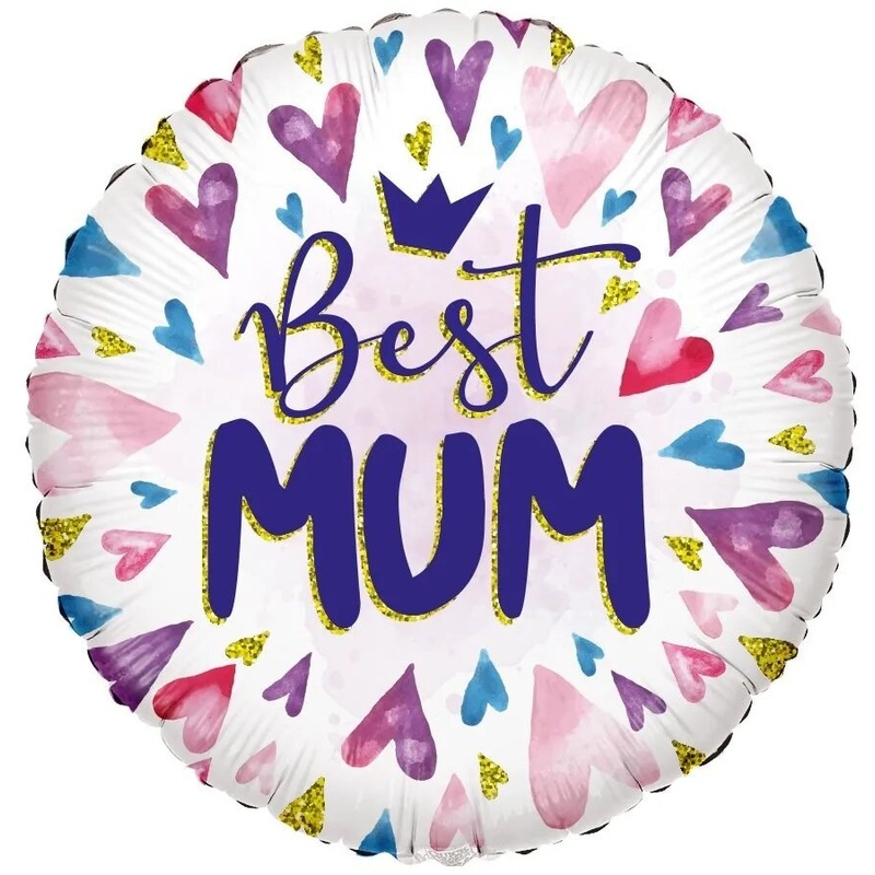 Best Mum Round Hearts Balloon x 18