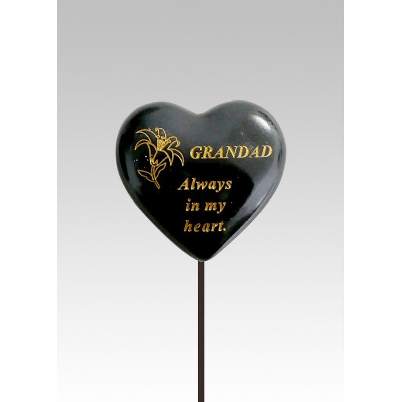 Black & Gold Lily Heart Stick – Grandad