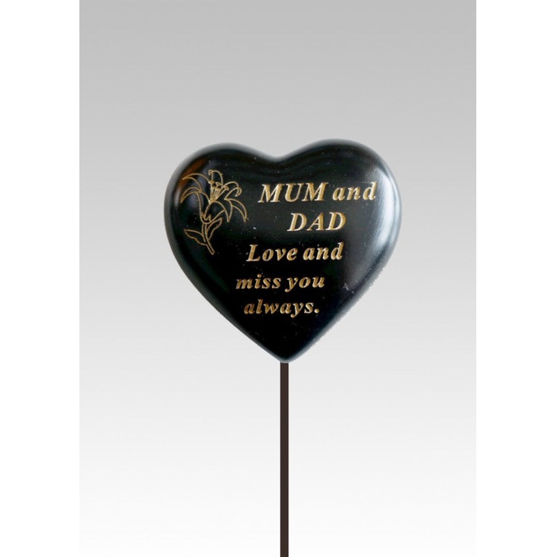 Black & Gold Lily Heart Stick – Mum & Dad