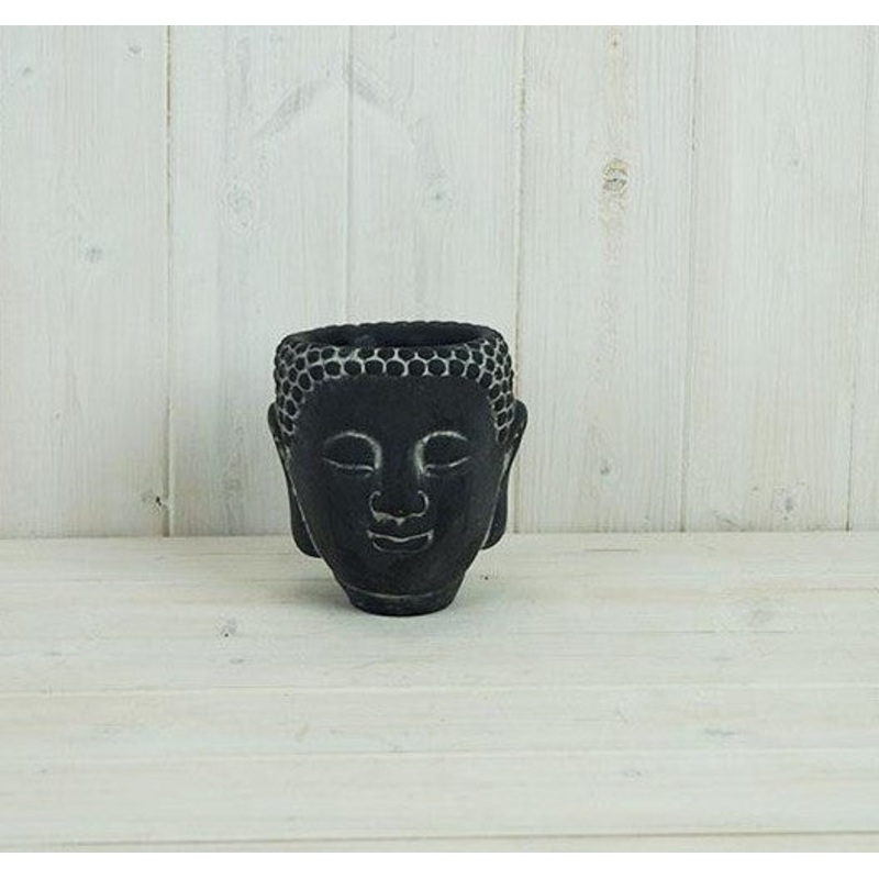 Concrete Buddhist Head Pot – 12 x 12 x 12.5cm