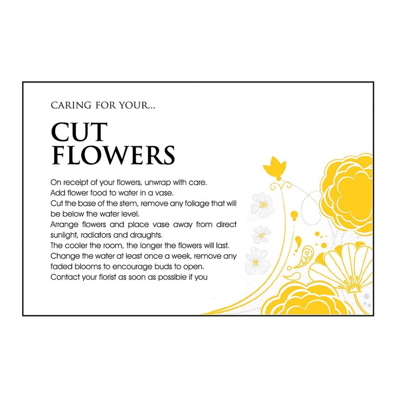 Designer Care Card – Caring for Your Cut Flowers x 100