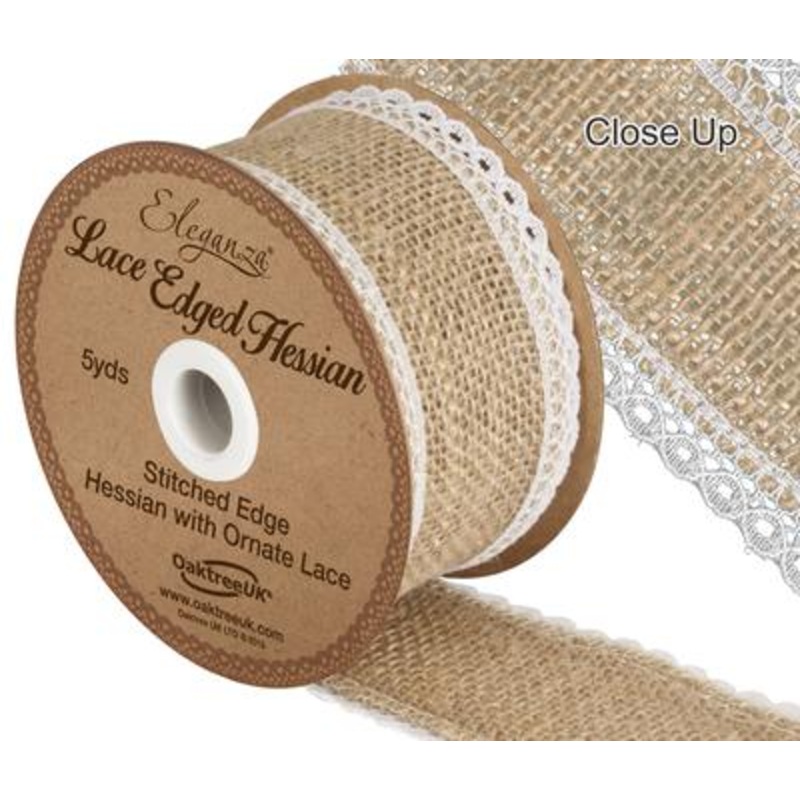 Lace Edge Hessian 50mm x 5yd Ribbon