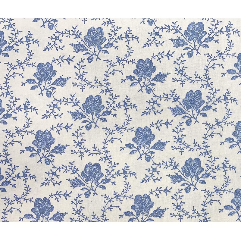 1 Metre Delphinium Blue Colour Floral Flowers 100% Cotton Fabric 43 Width