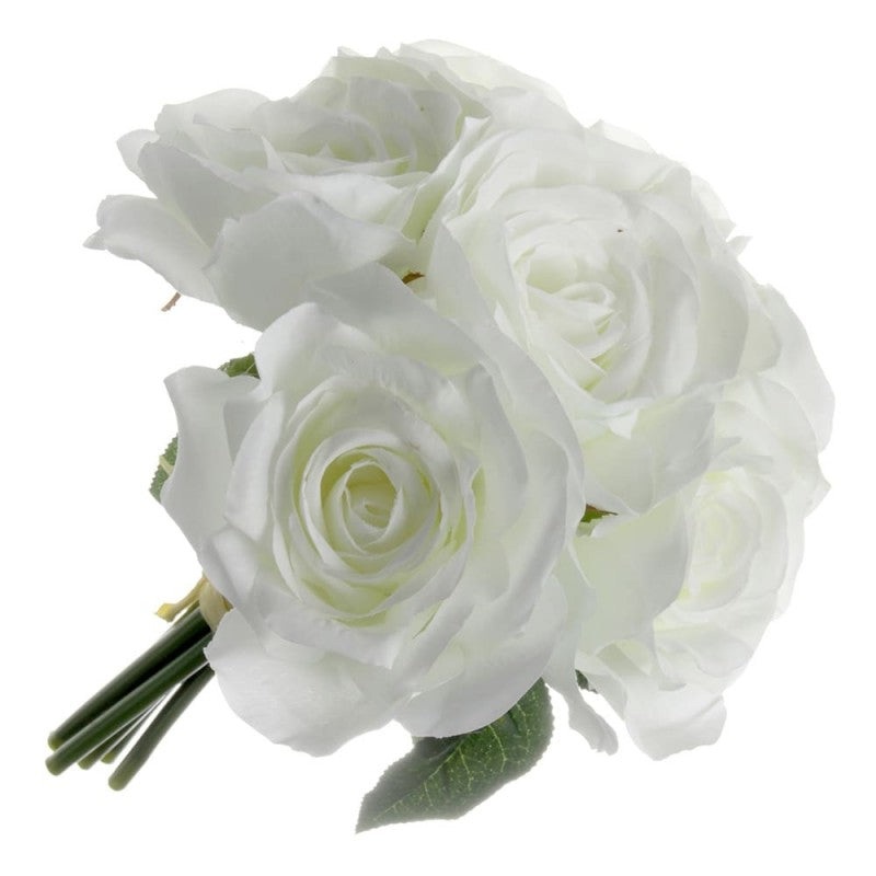 6 Head Rose Posy x 24cm – Ivory
