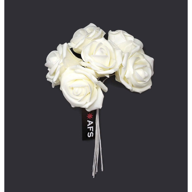 6 Stem Foam Roses – All Ivory