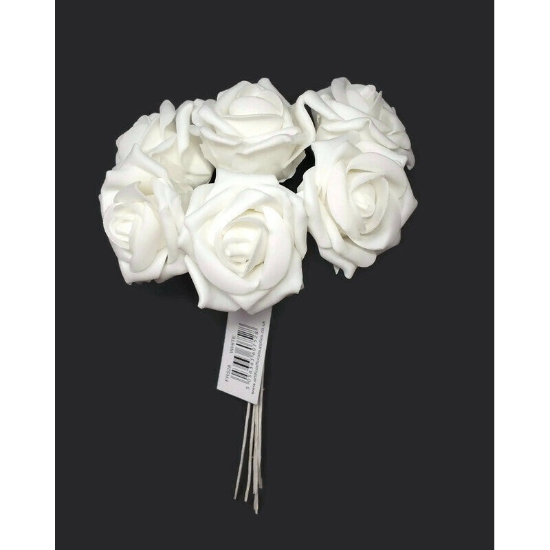 6 Stem Foam Roses – All White