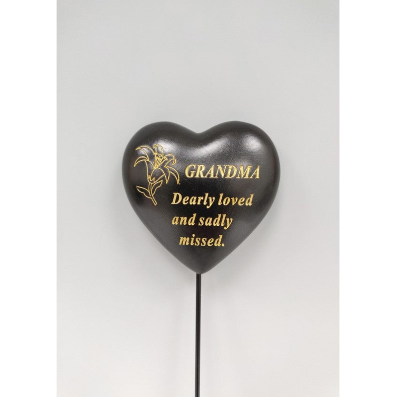 Black & Gold Lily Heart Stick – Grandma