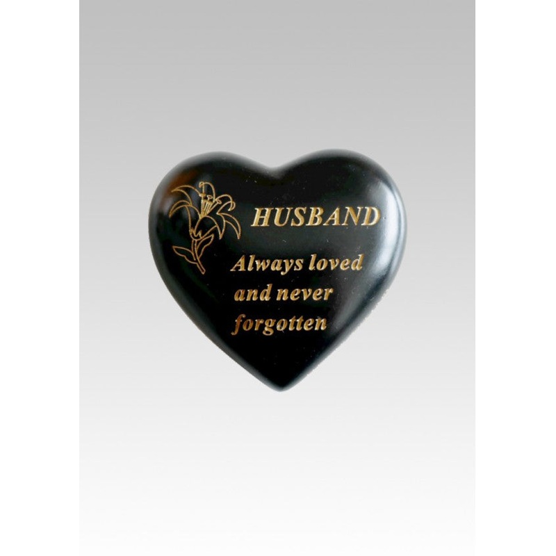 Black & Gold Lily Heart Stone – Husband