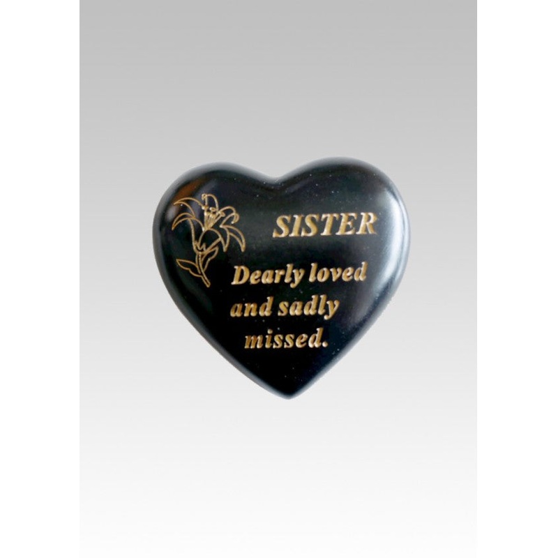 Black & Gold Lily Heart Stone – Sister