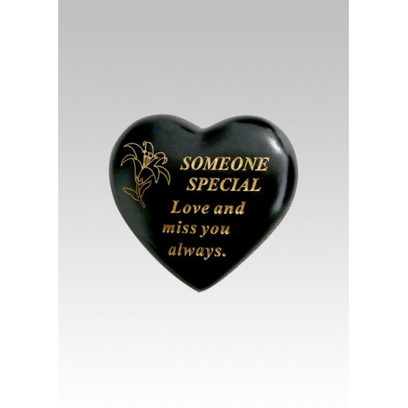 Black & Gold Lily Heart Stone – Someone Special