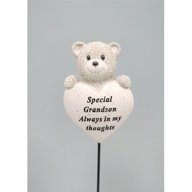 Memorial Bear Heart Stick – Grandson