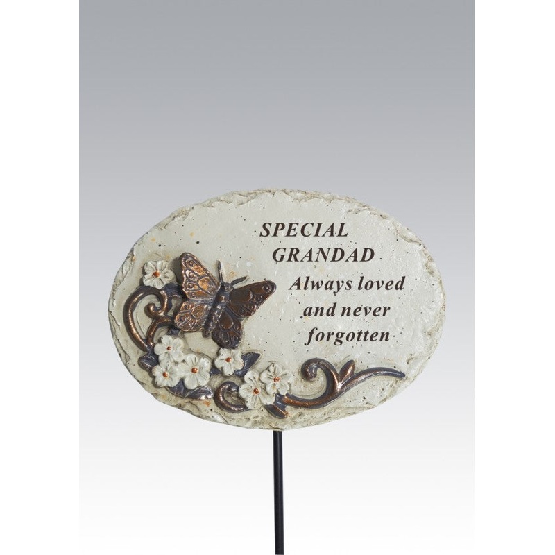 Oval Memorial Stick With Butterfly – Grandad
