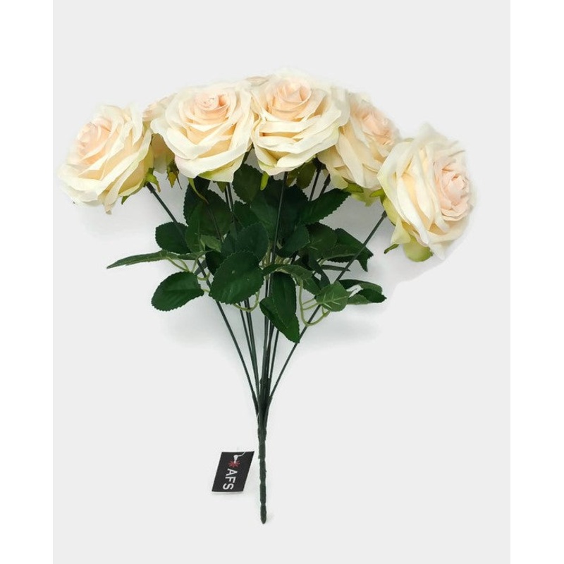 10 Head Open Rose Bush – Cream