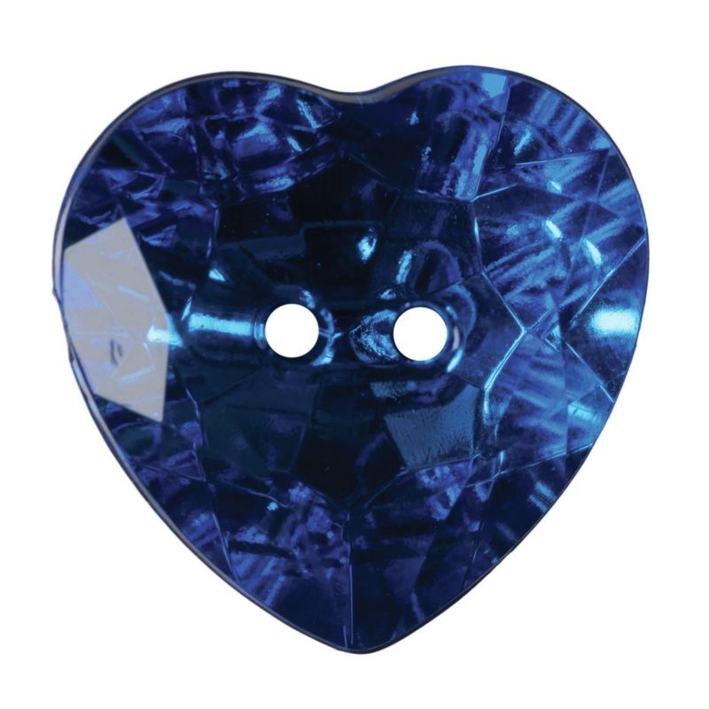 20mm-Pack of 3, Blue Diamante Heart Sparkly Diamante Buttons
