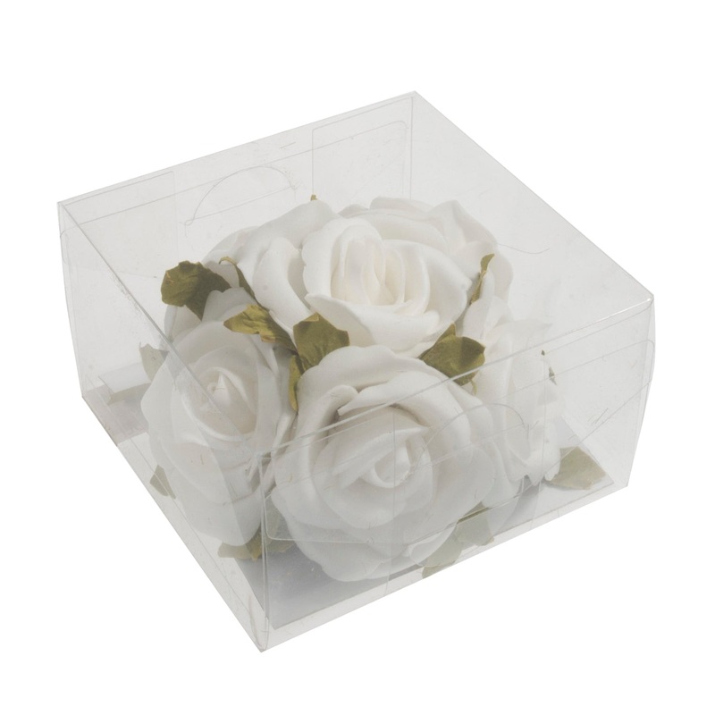 6 Head White Foam Open Rose Arrangement