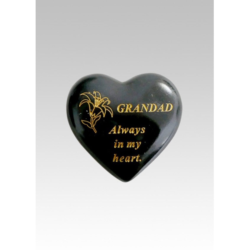 Black & Gold Lily Heart Stone – Grandad