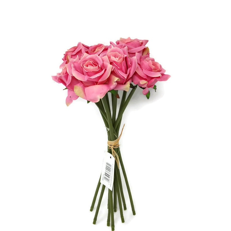 10 Head 6cm diameter Rose Bunch x 30cm – Pinks