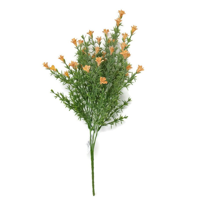 5 Stem Light Orange Plastic Gypsophila Bush x 34cm