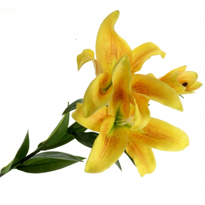 90cm Real Touch Tiger Lily Stem – 3 heads – Yellow