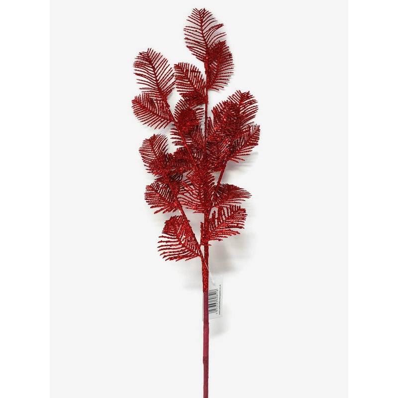 Glittered Tall Fern Spray x 72cm – Red