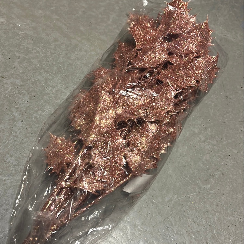 Glittered Holly  – Rose Gold – 60cm long