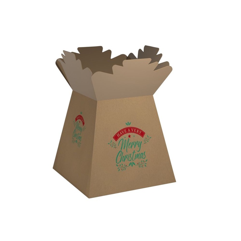 Natural Kraft – Traditional Merry Christmas Living Vase  – Pack of 30