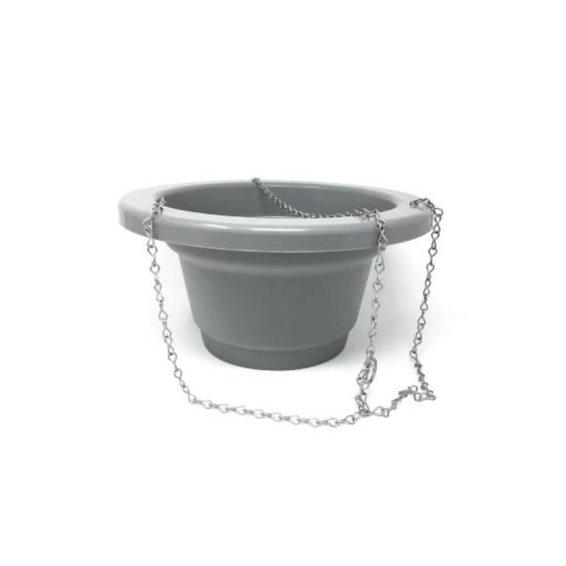 Plastic Hanging Basket With Metal Chain – Grey
