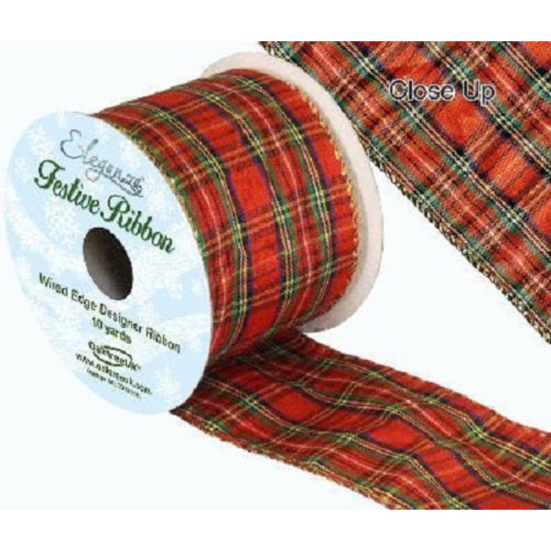 Tartan Wired Edge Ribbon – 10yds x 63mm – Pattern 272