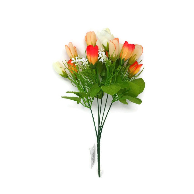 5 Stem Crocus & Blossom Bush x 34cm – Champagne Peach & Ivory
