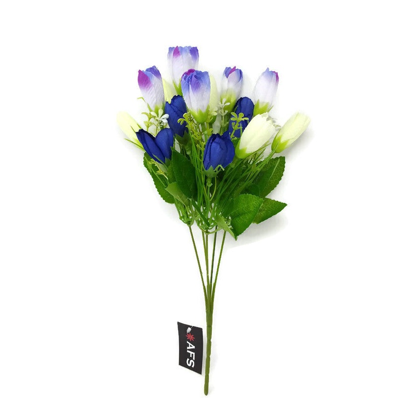 5 Stem Crocus & Blossom Bush x 34cm – Ivory & Purple