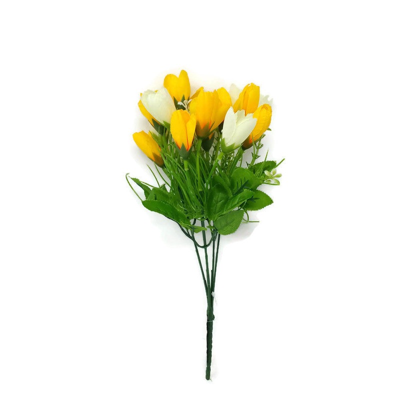 5 Stem Crocus & Blossom Bush x 34cm – Yellow