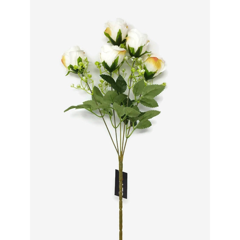 5 Stem Rose & Blossom Spray x 65cm – White/Peach