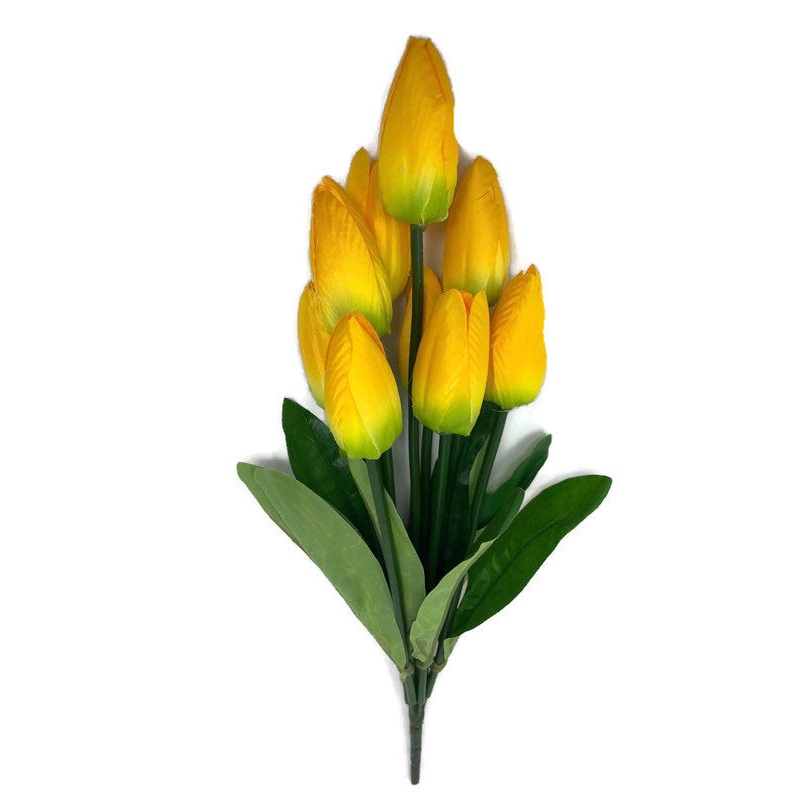 9 Head Tulip Bush x 38cm – Yellow