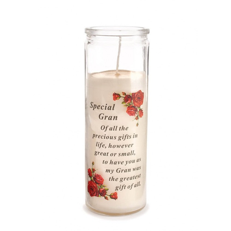 Glass Vase Memorial Candle – Length 18cm – Special Gran