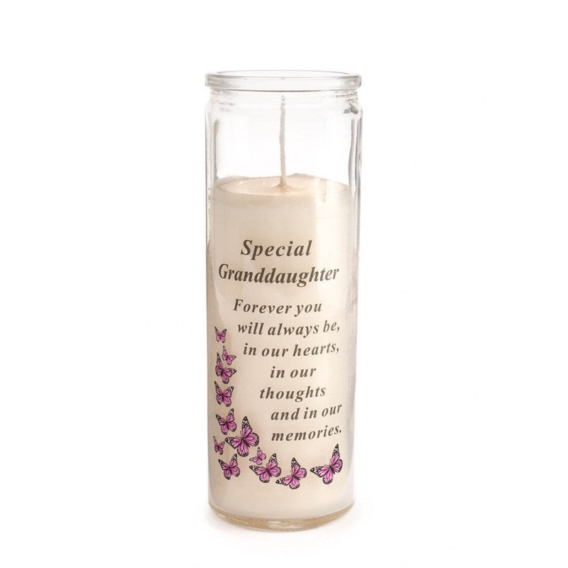 Glass Vase Memorial Candle – Length 18cm – Special Granddaughter