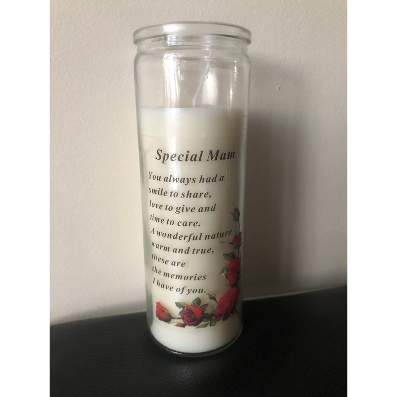 Glass Vase Memorial Candle – Length 18cm – Special Mam