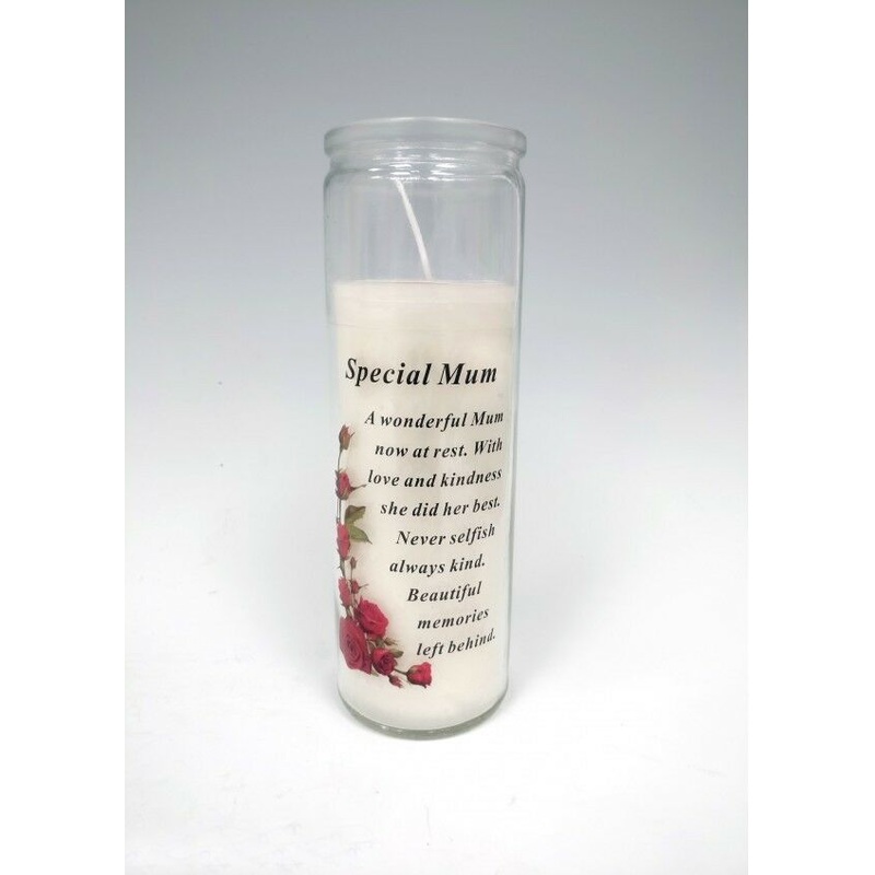 Glass Vase Memorial Candle – Length 18cm – Special Mum