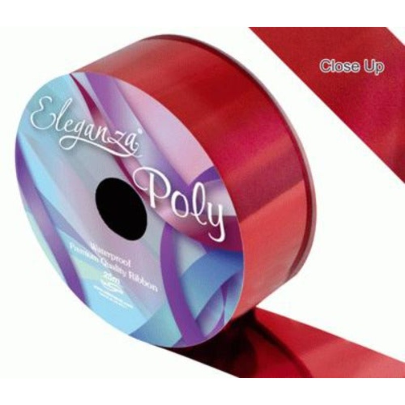 Poly Ribbon 50mm x 25m-  Metallic Red